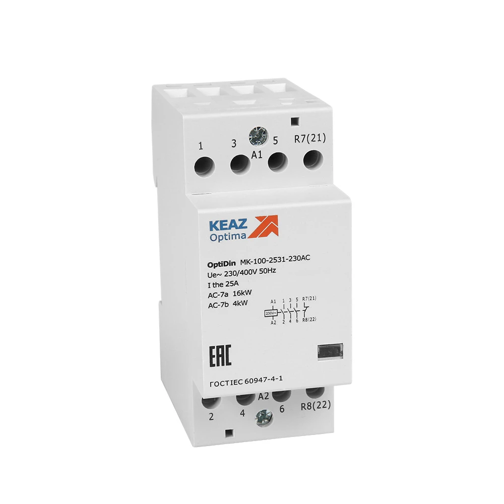 Контактор 230В AC 2НО 2НЗ 25А OptiDin MK-100-2522-230AC КЭАЗ 321155