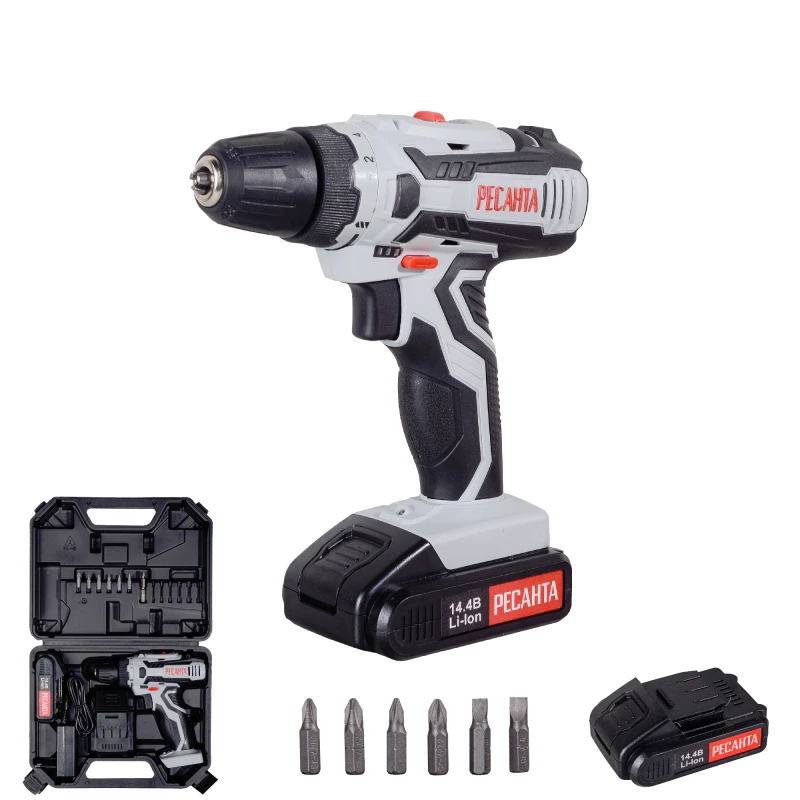 Дрель-шуруповерт аккумуляторная ДА-14-2ЛК Ресанта 75/14/4