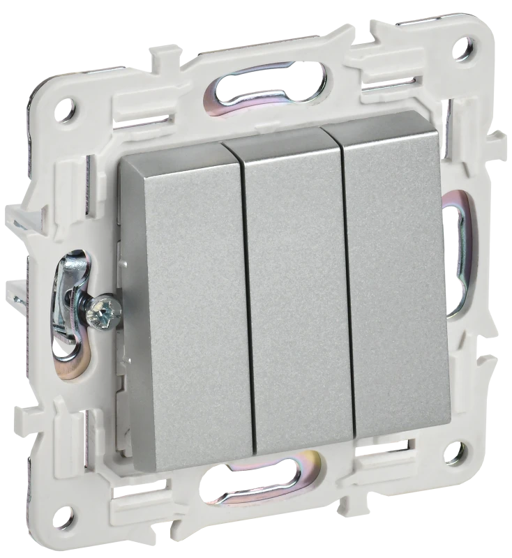 SKANDY Выключатель 3-клавишный 10А SK-V11S серебряный IEK SK-V30-0-10-K23