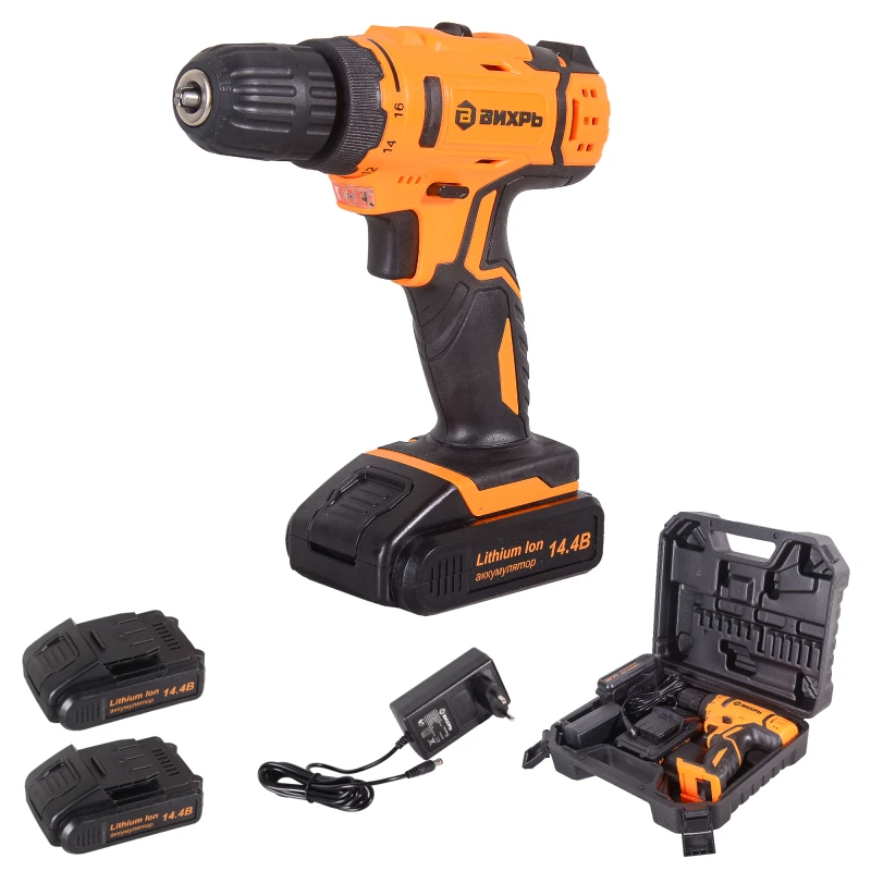 Дрель-шуруповерт аккумуляторная ДА-14Л-2KА (ДА-14Л-2K) (1.5 А/ч) Вихрь 72/14/20