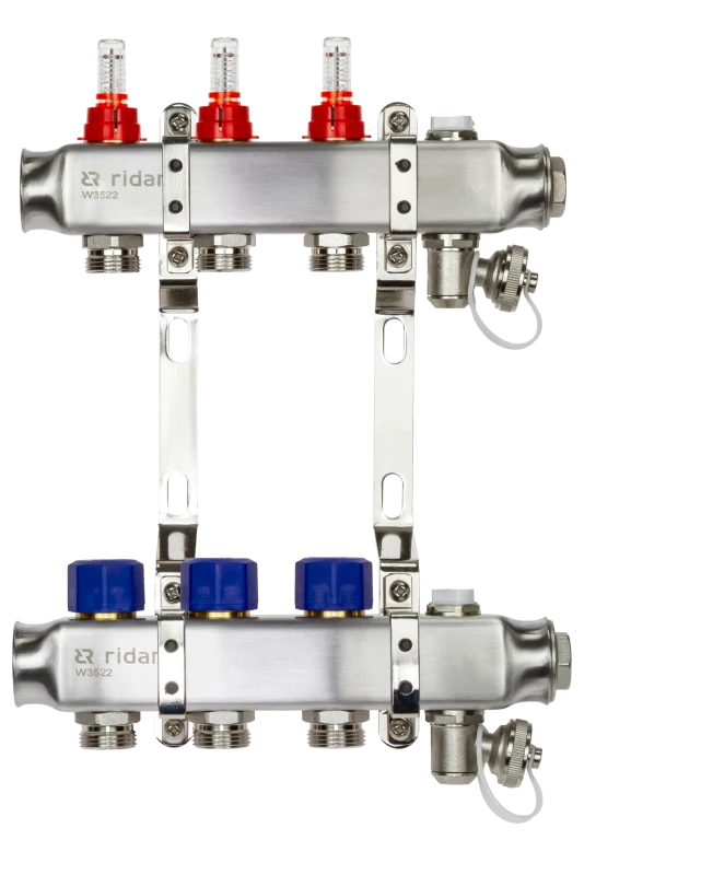 Коллекторная группа SSM-3RF set 3 контура 1' x 3/4' с расходомерами и кронштейнами Ридан 088U0953R 088U0953R