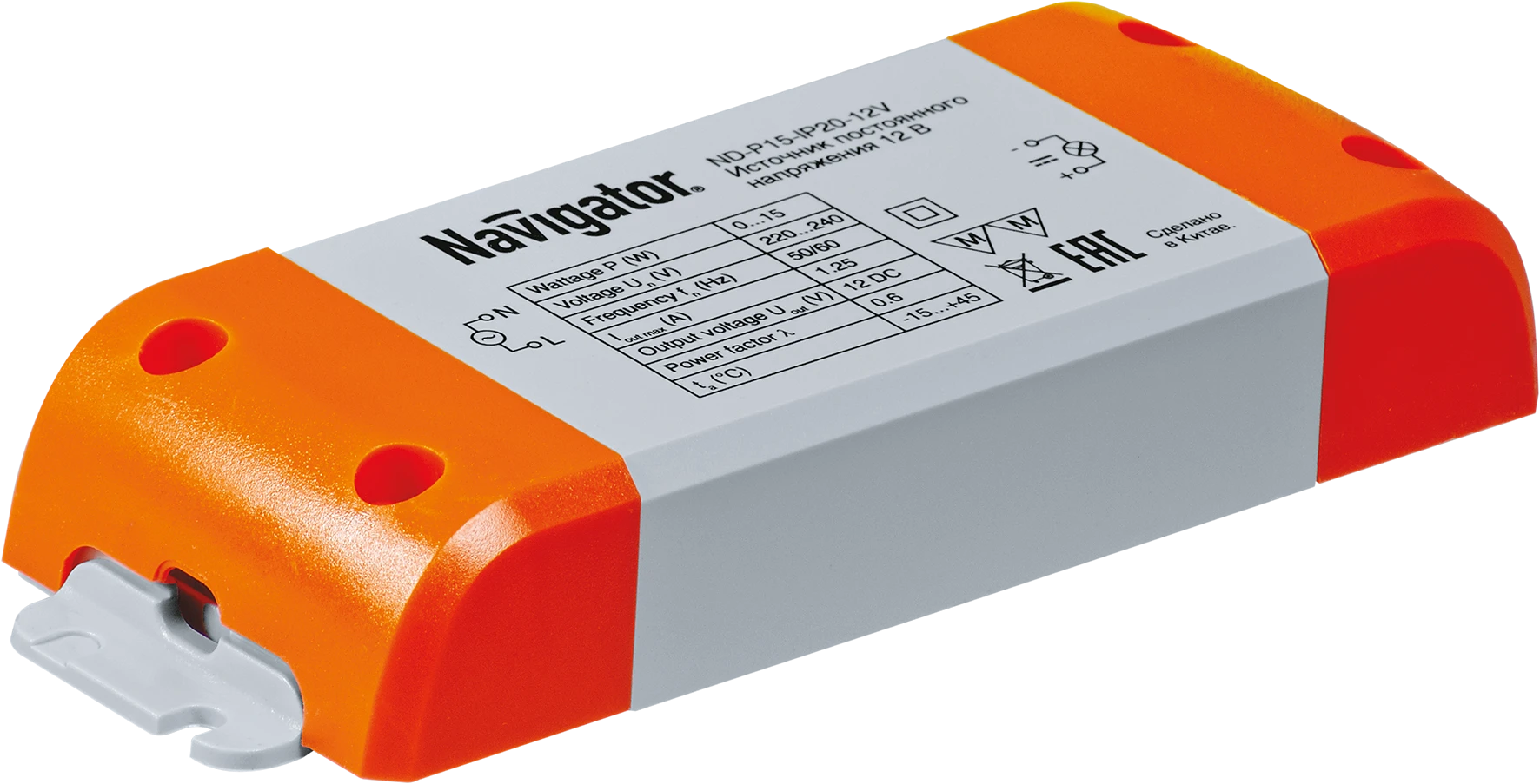 Драйвер светодиодный LED 15w 12v Navigator Group 71460 ND-P-IP20 18075