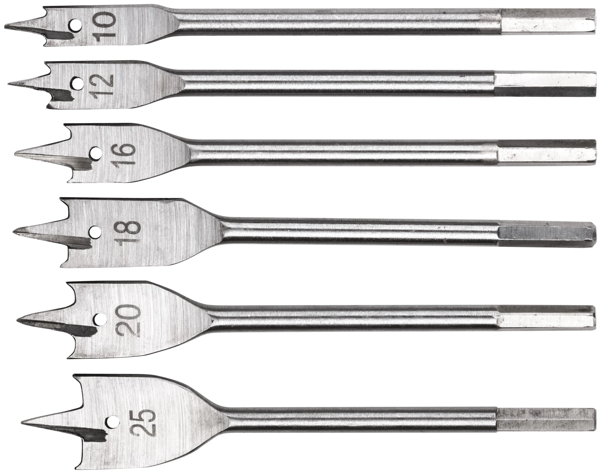 Свёрла по дереву перовые набор, 6 шт (10-12-16-18-20-25 мм) FIT 36160