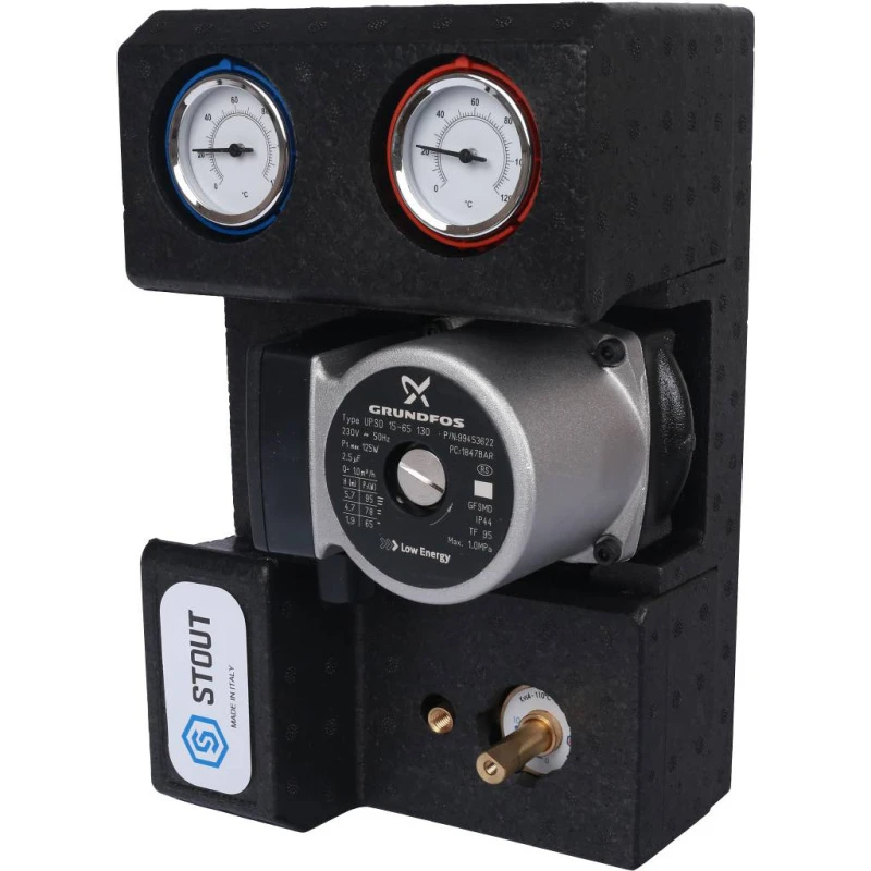 Группа насосная с 3-х ходовым приводным смесителем 3/4' с насосом Grundfos UPSO 15-65 130 STOUT RG008TI3OJ52U9