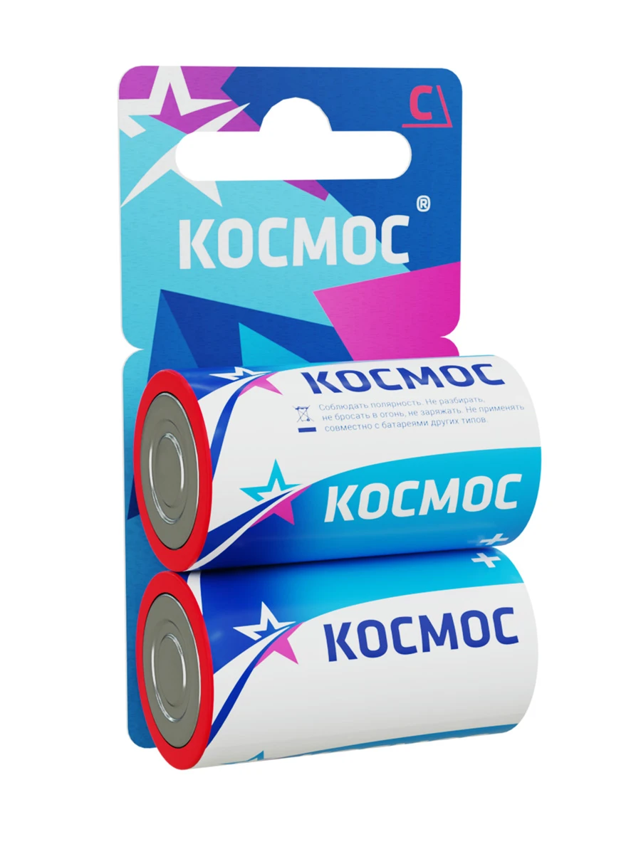 Элемент питания R14 (С) 1.5V Zinc carbon 2BL Космос KOCR142BL