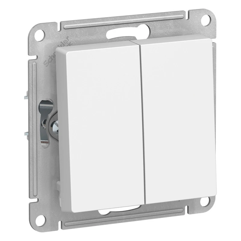 Выключатель двухклавишный ATLASDESIGN схема 5 10АХ механизм белый Systeme Electric ATN000151