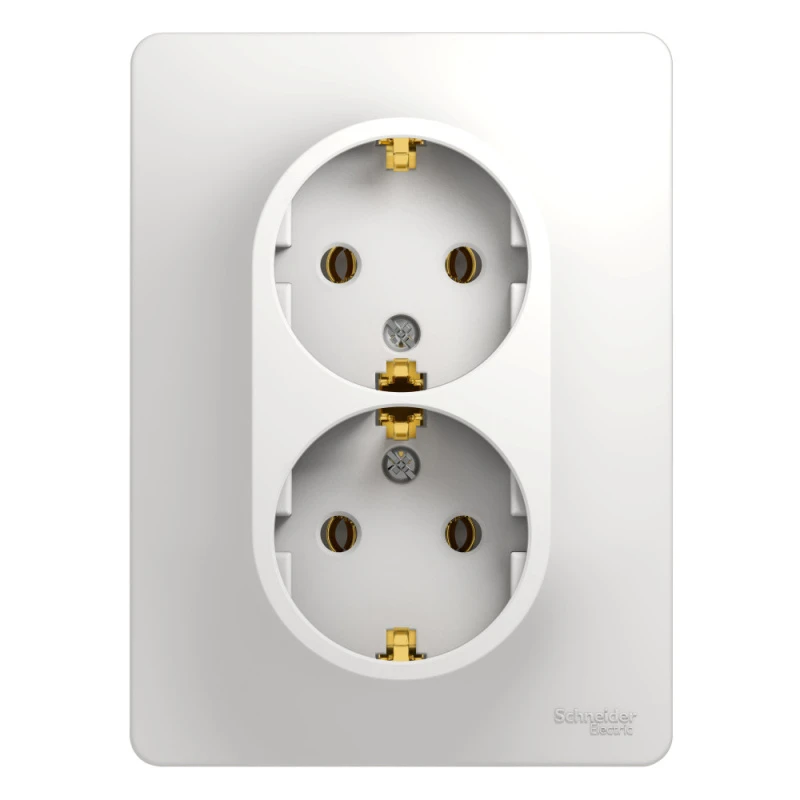 GLOSSA Розетка двойная с заземлением в сборе белая Systeme Electric GSL000124