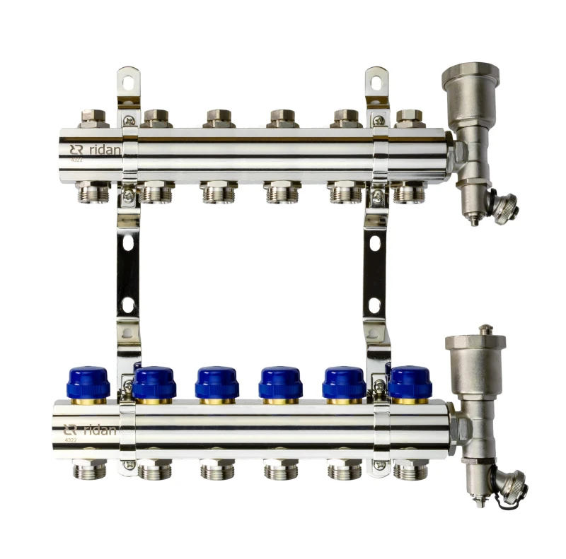 Коллекторная группа FHF-6R set 6 контуров 1' х 3/4' c воздухоотводчиками и кронштейнами Ридан 088U0706R Ридан 088U0706R