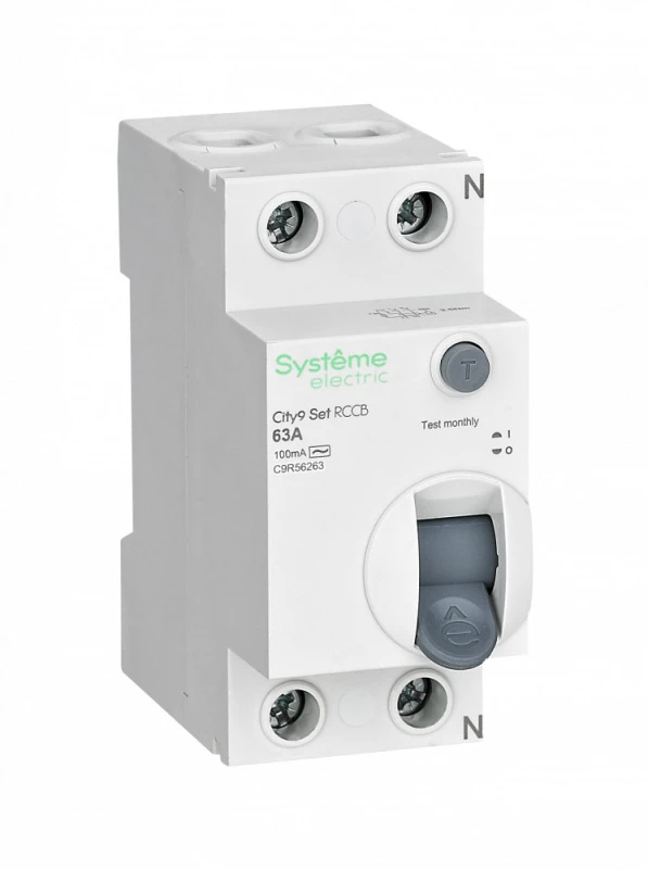 Выключатель дифференциального тока (ВДТ) 63А 2P 100мА Тип-AC 230В City9 Set Systeme Electric C9R56263