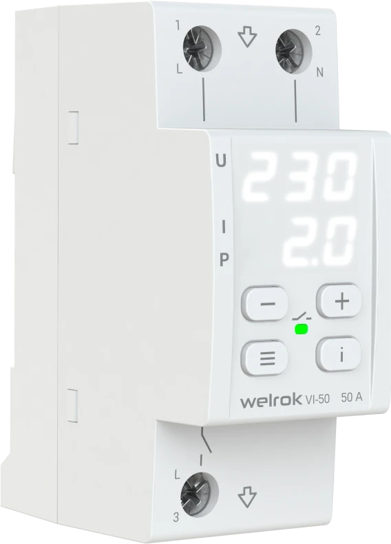 Реле напряжения c контролем тока Welrok VI-50 Вэлрок 4660251140250