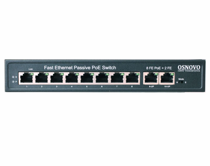 Коммутатор неуправляемый PoE 10 портов 10/100 Мб/с 2хPoE до 30В (SW-21000/A(120W)) OSNOVO 00013429
