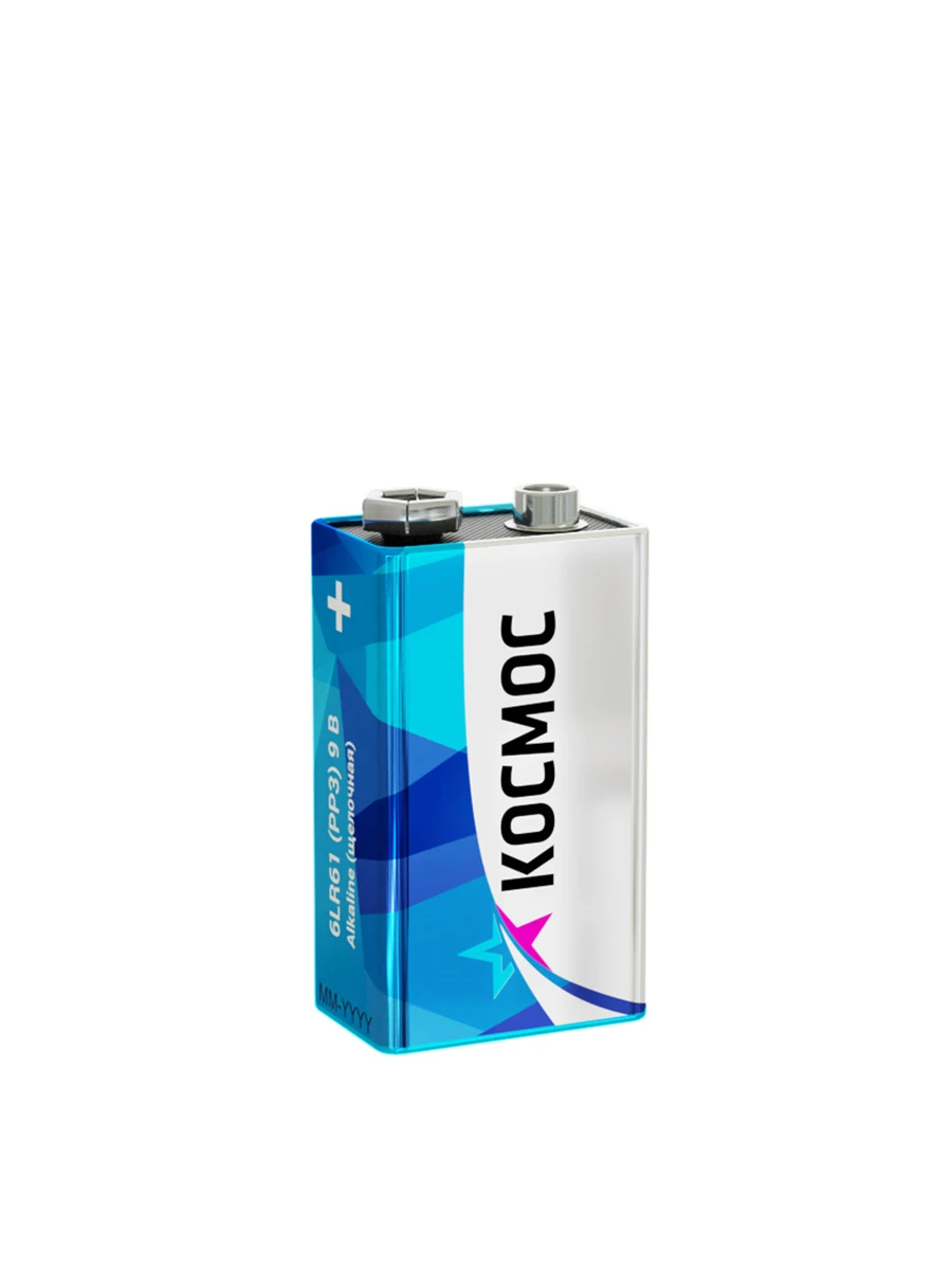Элемент питания 6LR61 (крона) 9V Alkaline 1S в ширнке, Космос KOC6LR61MAX1S