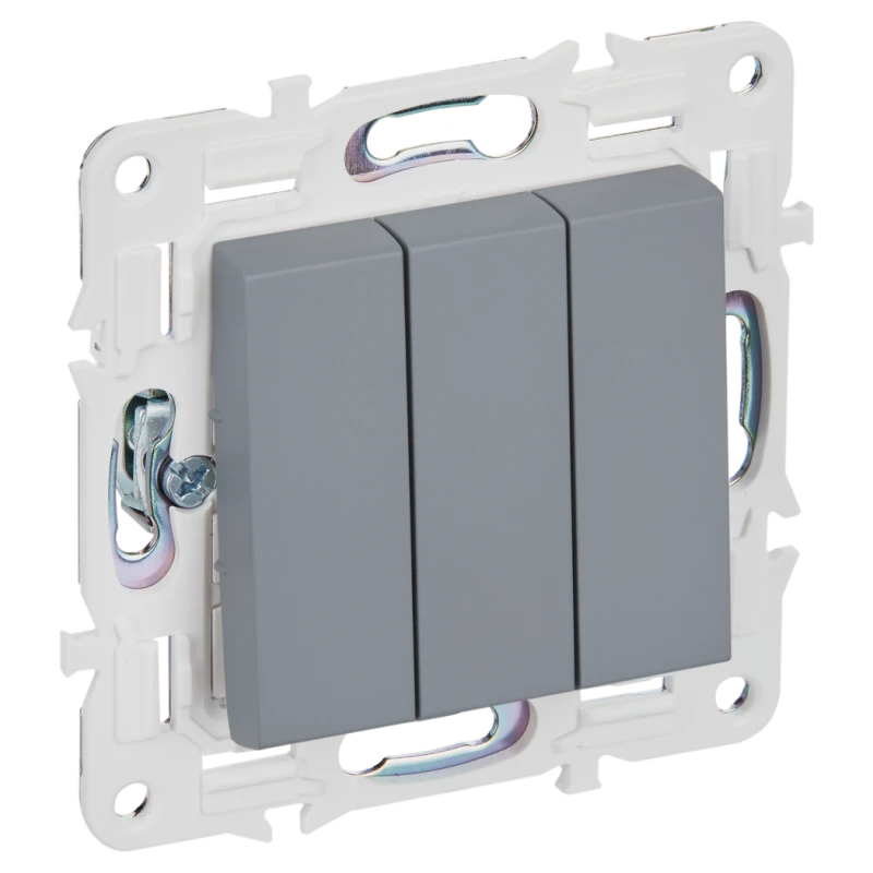 SKANDY Выключатель 3-клавишный 10А SK-V11Gr серый IEK SK-V30-0-10-K03