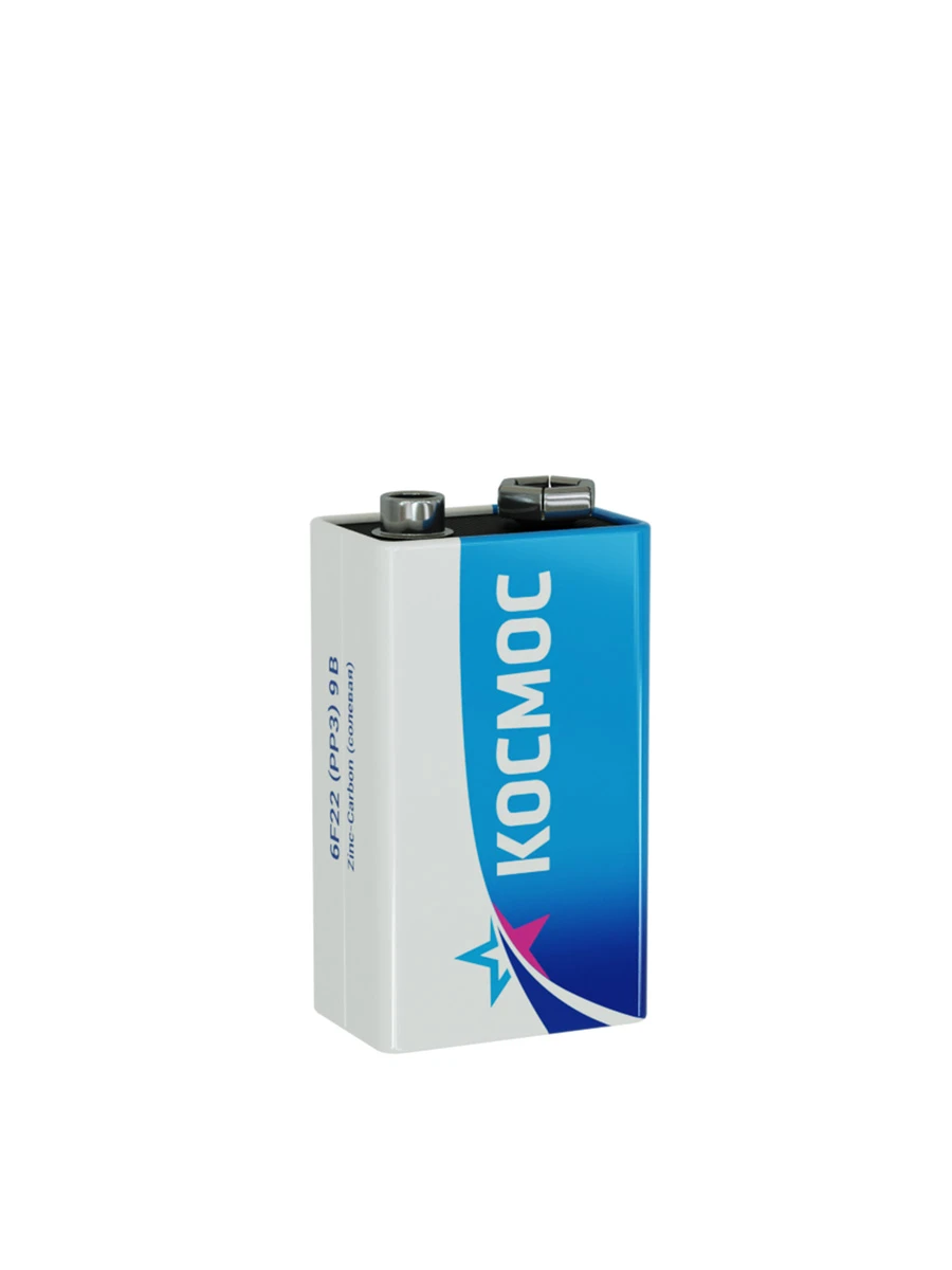 Элемент питания 6F22 (крона) 9V Zinc carbon 1S Космос KOC6F22