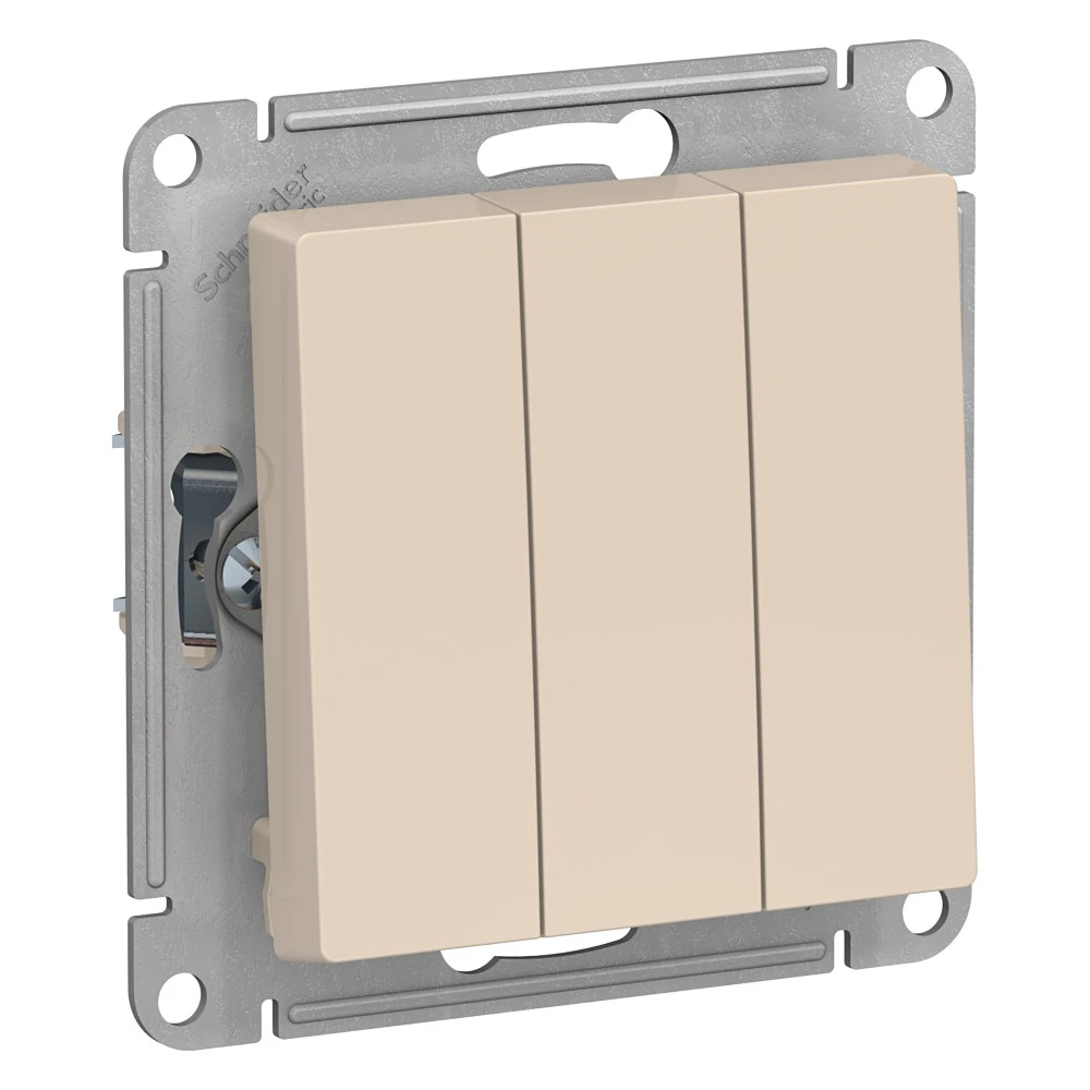 Выключатель трехклавишный ATLASDESIGN схема 1+1+1 10АХ механизм бежевый Systeme Electric ATN000231 ATN000231