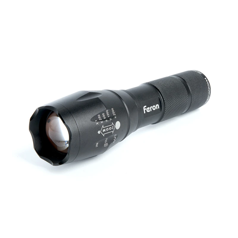 Фонарь светодиодный аккумуляторный USB ZOOM алюминий FERON 41682