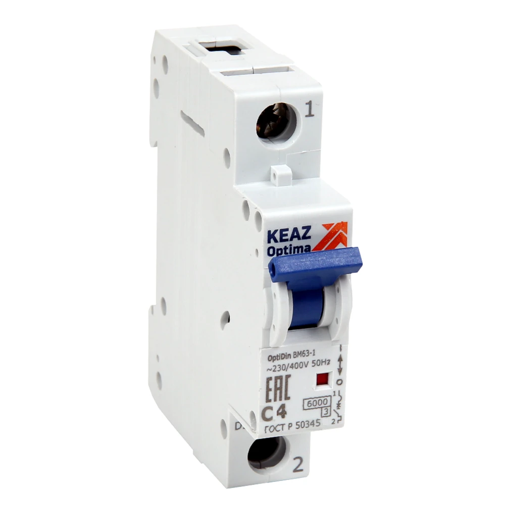 Выключатель автоматический однополюсный 4А C 6кА AC OptiDin BM63-1C4-УХЛ3 (260511) КЭАЗ