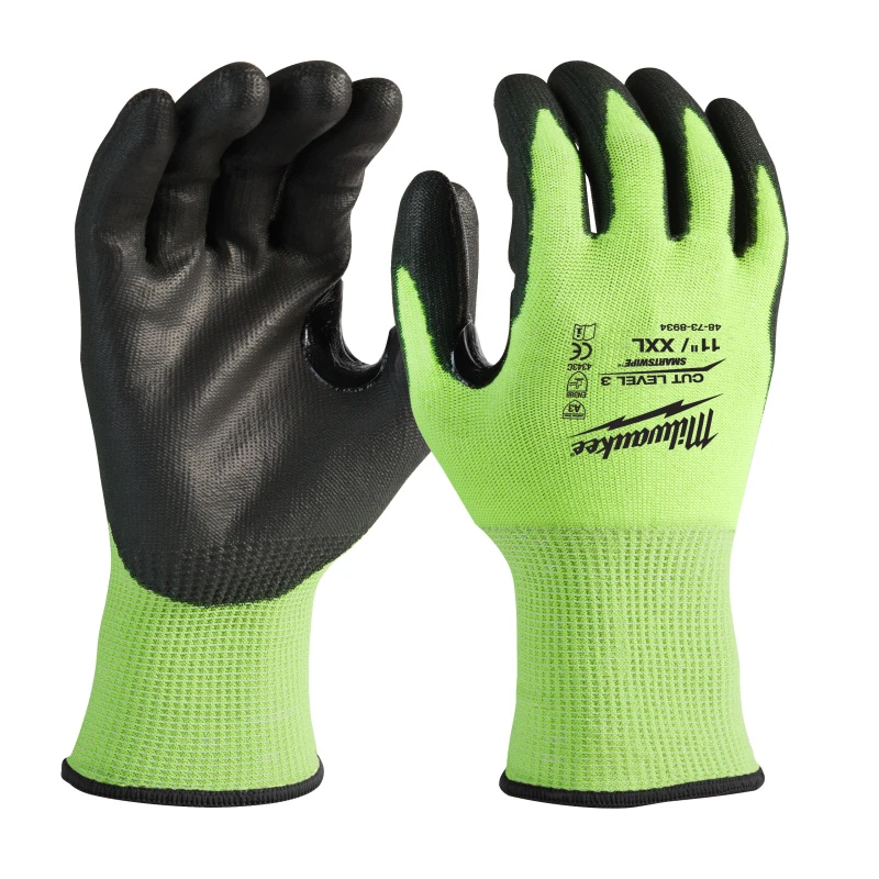 Перчатки защитные Hi-Vis Cut level (Хай Виз Кат Левел) 3/C, XXL/11 Milwaukee 4932478134
