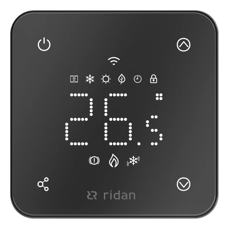 Термостат комнатный сенсорный встраиваемый Rsmart-FB с Wi-Fi подключением черный Ридан 088L1144R