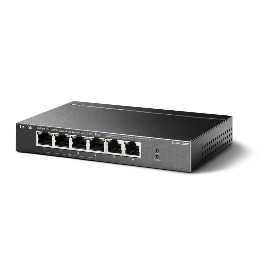 Коммутатор неуправляемый PoE 6 портов, 4хPoE 10/100 Мб/с, 2хRJ45 67 Вт TP-Link 1000586320