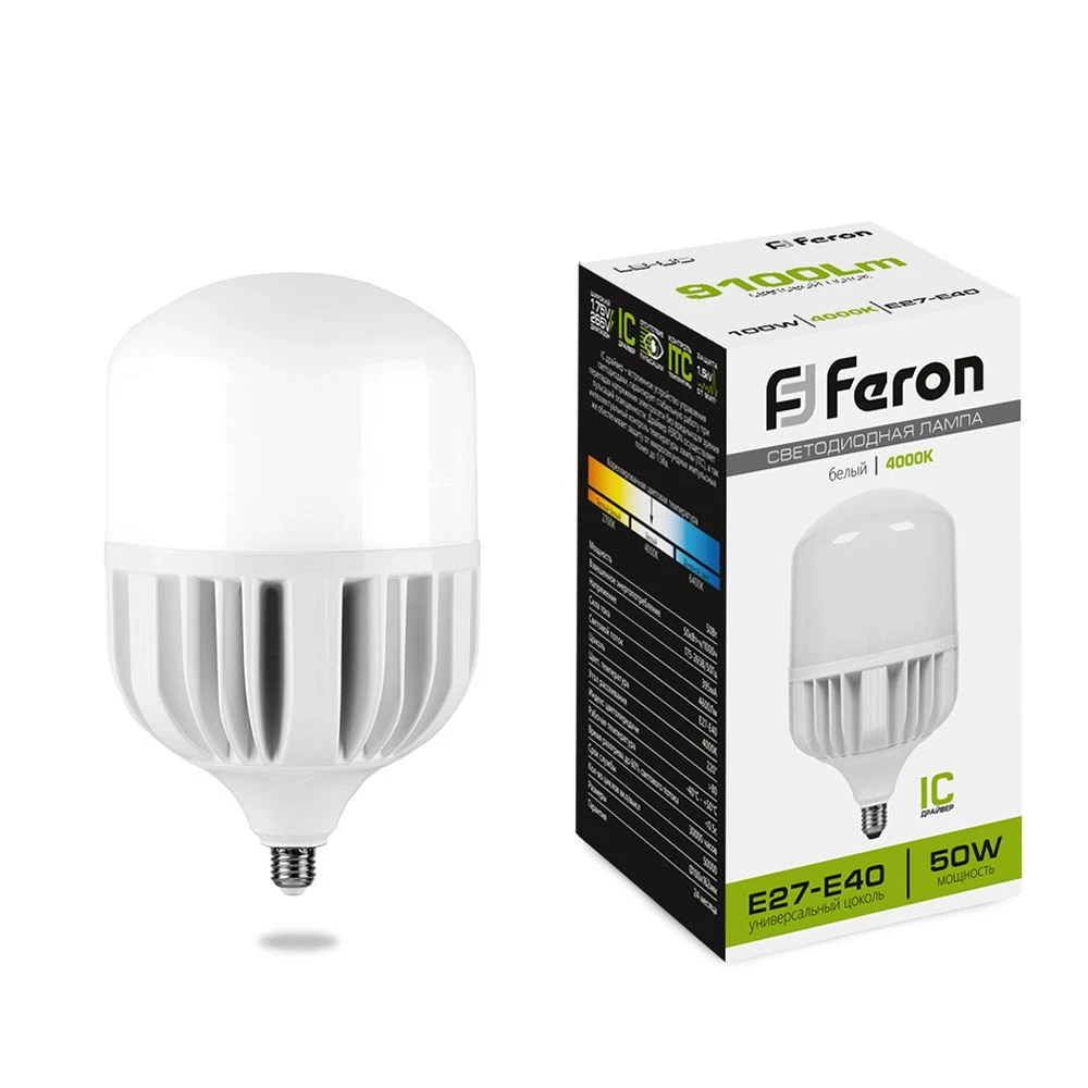 Лампа светодиодная LED 50вт Е27/Е40 белый (LB-65) FERON 25820