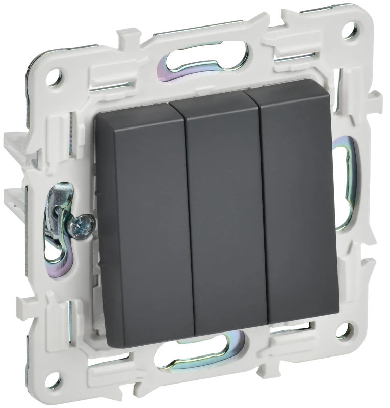 SKANDY Выключатель 3-клавишный 10А SK-V11T титан IEK SK-V30-0-10-K48