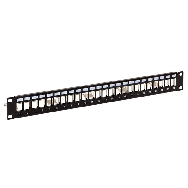 Патч-панель модульная TERACOM PRO 19'' 1U экранированная 24 порта с органайзером (пустая) EKF TRP-MODP-FTP-1U24