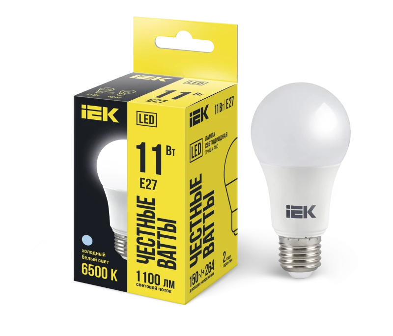 Лампа светодиодная LED 11вт Е27 дневной ECO IEK LLE-A60-11-230-65-E27