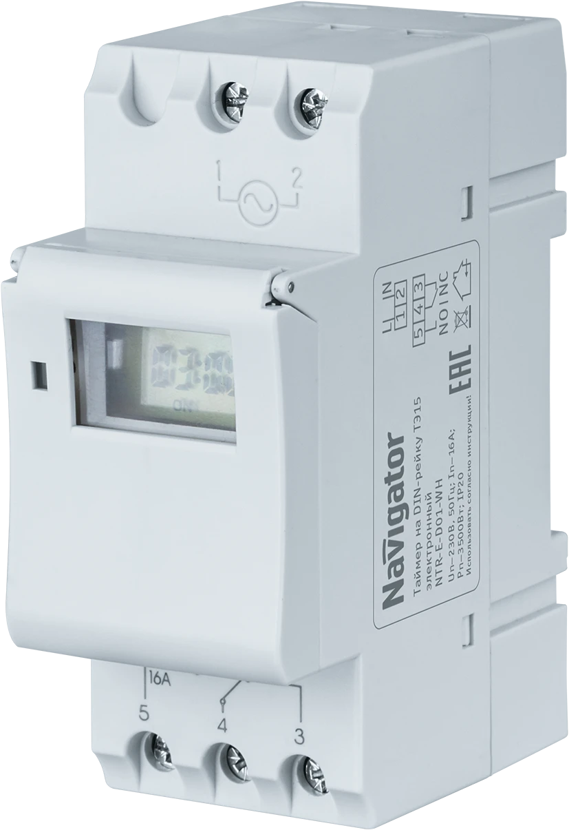 Таймер Navigator 61 559 NTR-E-D01-GR на DIN-рейку электрон. Navigator Group 61559 20977