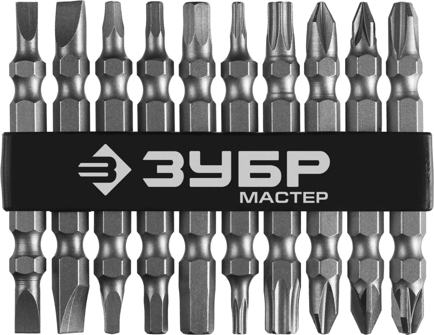 Набор бит длинные ''МХ-10'', Cr-V, двусторонние для шуруповерта в держателе 10 шт ЗУБР 26089-H10