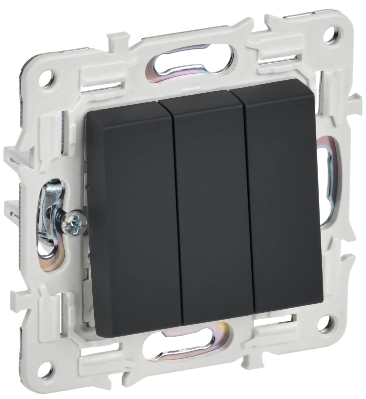 SKANDY Выключатель 3-клавишный 10А SK-V11G графит IEK SK-V30-0-10-K53