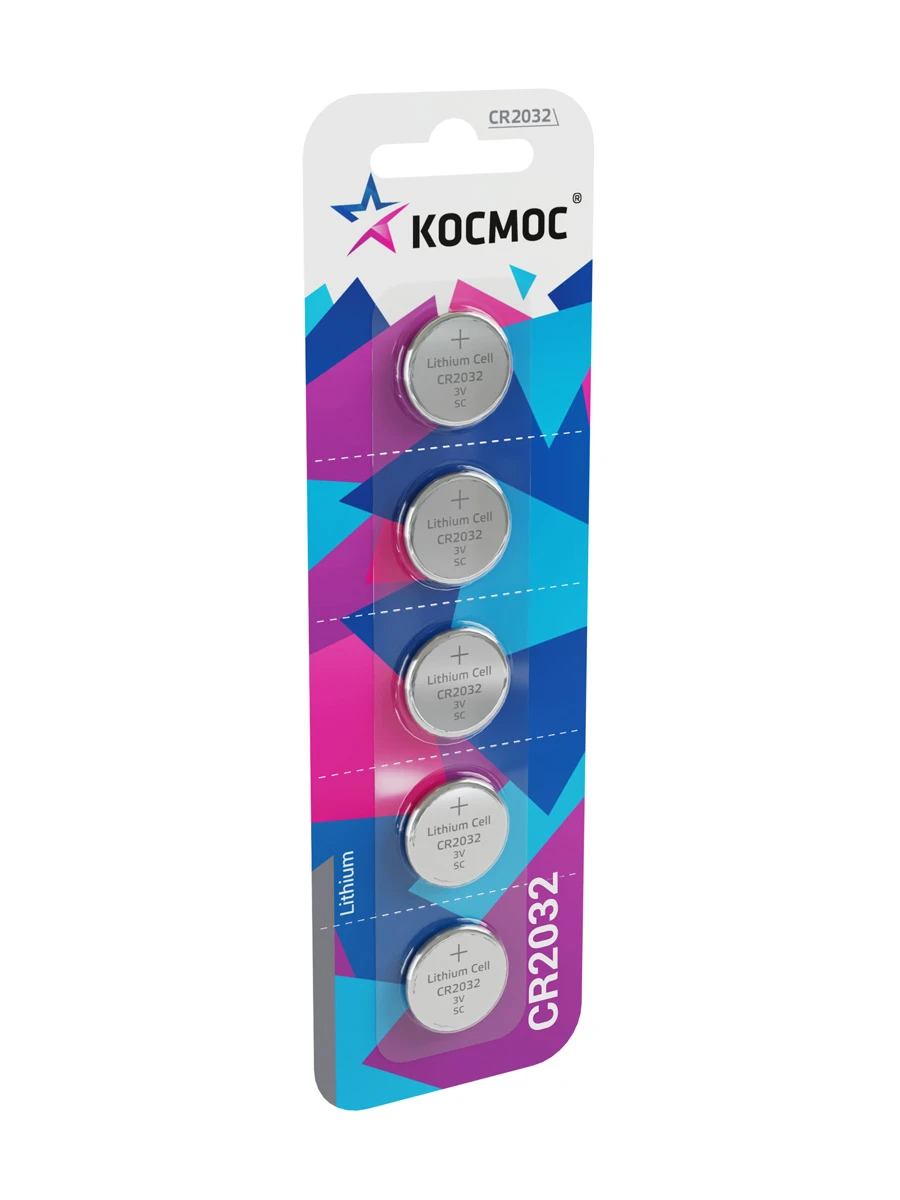 Элемент питания CR2032 3V Lithium 5BL Космос KOC20325BL