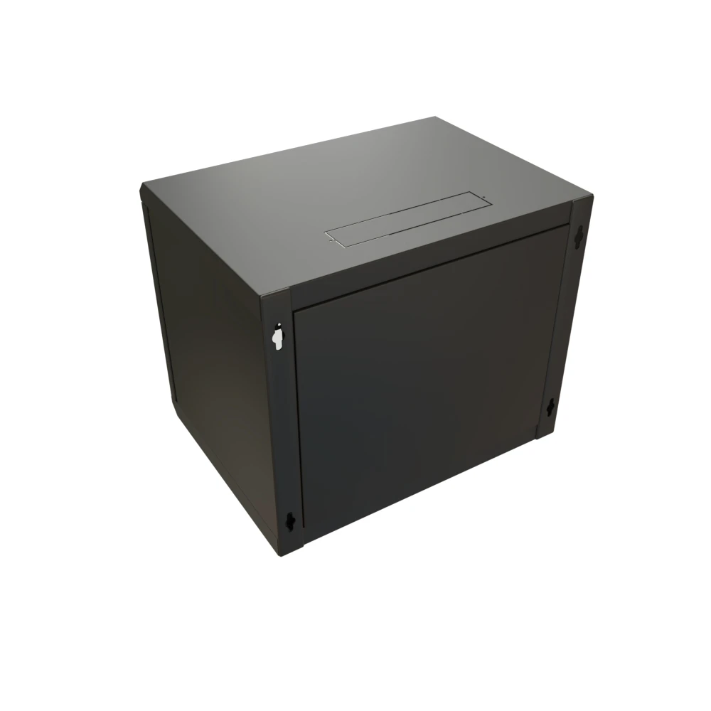 Шкаф настенный 19-дюймовый 19'''' 12U 650x600х450мм стеклянная дверь с перфорацией ручка с замком черный RAL 9004 WRline '''' WRLine 520245