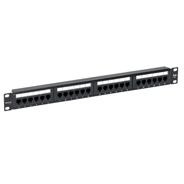 Патч-панель TERACOM PRO 19'' Cat.5E 1U неэкранированная UTP 24 порта RJ-45 Dual IDC с органайзером EKF TRP-PPNL-5EUTP-C1U24 TRP-PPNL-5EUTP-C1U24