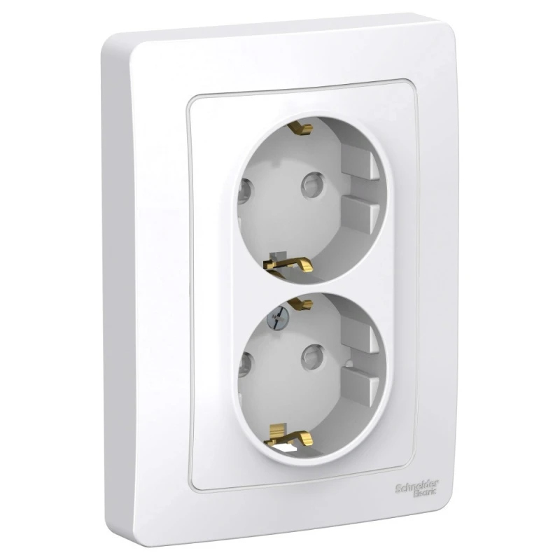 BLANCA скрытой установки розетка двойная с заземлением со шторками, 16А, 250В, белый Systeme Electric BLNRS001121 Systeme Electric BLNRS001121