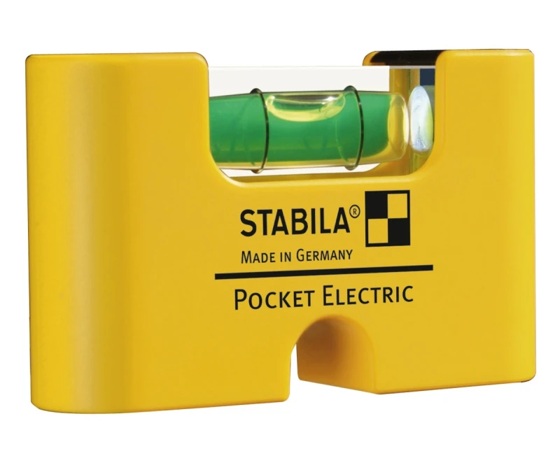 Уровень для электрика тип Pocket Electric (1 горизонтальный, точность 1мм/м) с чехлом на пояс STABILA 18115