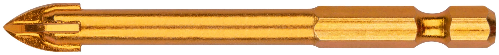 Сверло по кафелю, 4 режущие кромки, титановое покрытие, U-хвостовик под биту 8х76 мм FIT 35477 FIT 35477