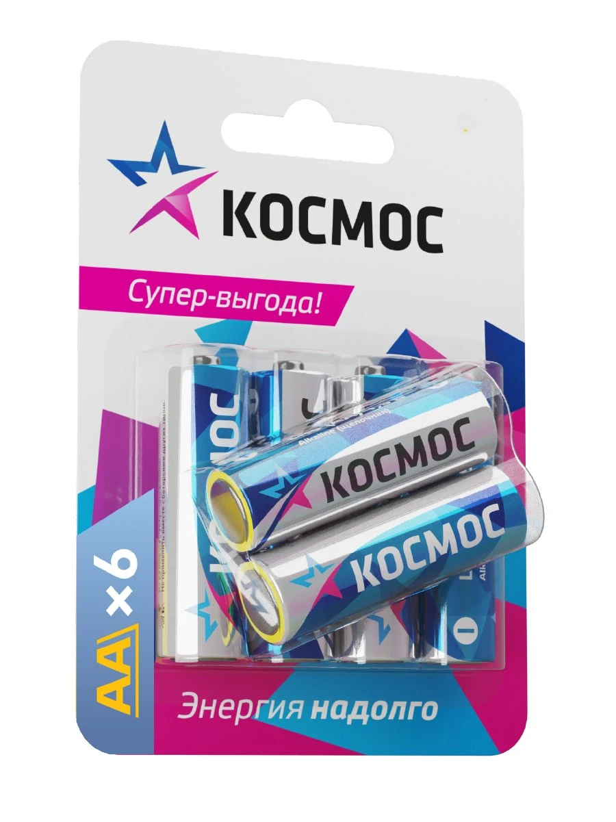 Элемент питания LR6 (AA) 1.5V Alkaline 6BL, КОСМОС Космос KOCLR6BL6