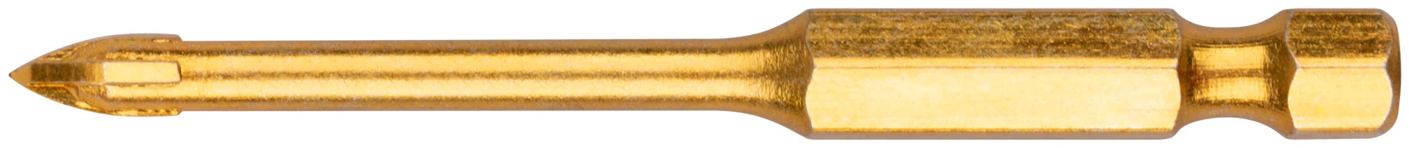 Сверло по кафелю, 4 режущие кромки, титановое покрытие, U-хвостовик под биту 4х69 мм (35474) FIT 35474