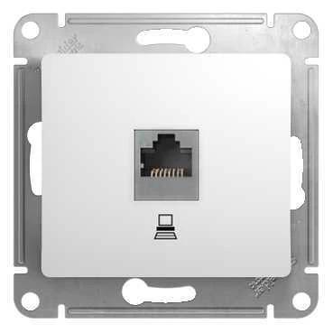 GLOSSA Розетка компьютерная RJ45 категория 5е в рамку белая Systeme Electric GSL000181K