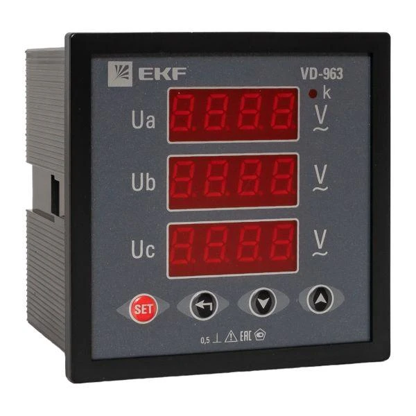 Вольтметр цифровой VD-963 на панель 96х96 трехфаз ный EKF vd-963