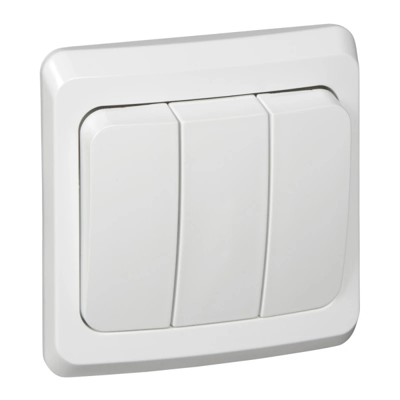 ЭТЮД Выключатель трехклавишный скрытый белый Systeme Electric BC10-003B