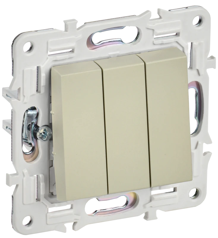 SKANDY Выключатель 3-клавишный 10А SK-V11B бежевый IEK SK-V30-0-10-K10