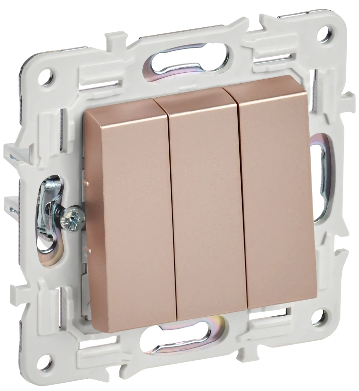 SKANDY Выключатель 3-клавишный 10А SK-V11Sa песочный IEK SK-V30-0-10-K98