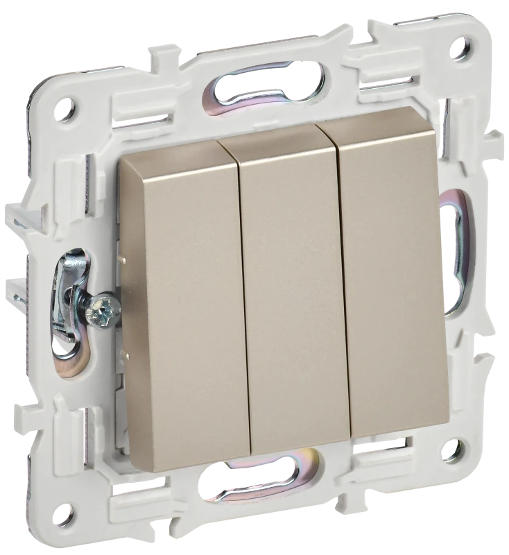 SKANDY Выключатель 3-клавишный 10А SK-V11Sh шампань IEK SK-V30-0-10-K37