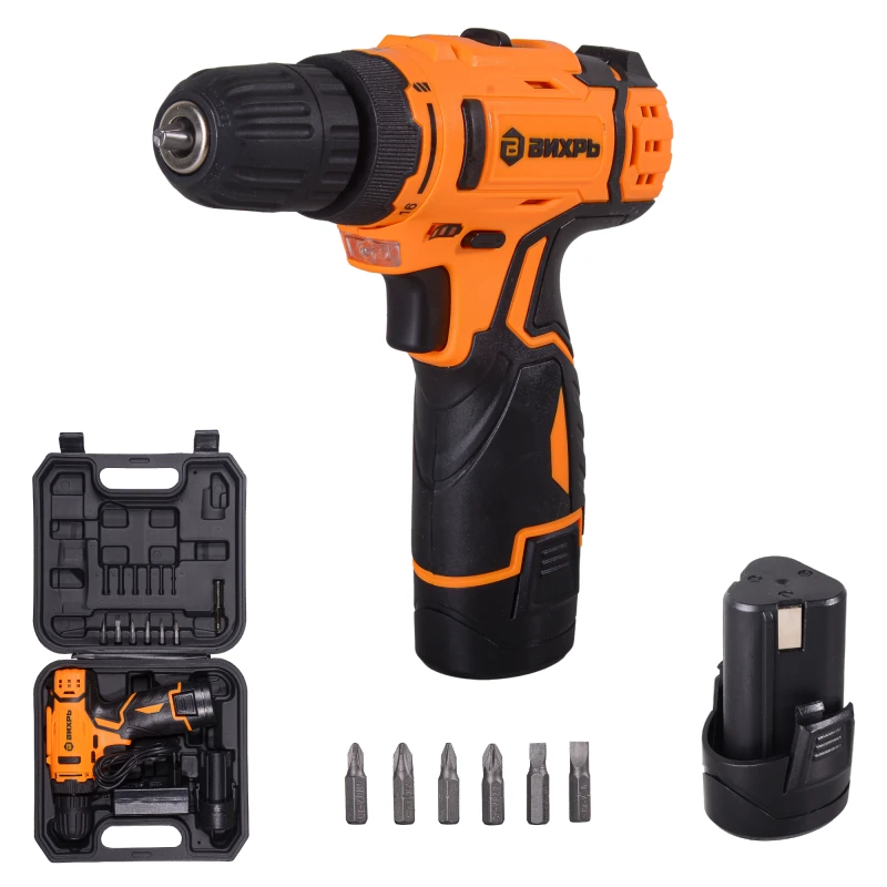 Дрель-шуруповерт аккумуляторная ДА-12Л-2К (2,0 А/ч) Вихрь (72/14/7)