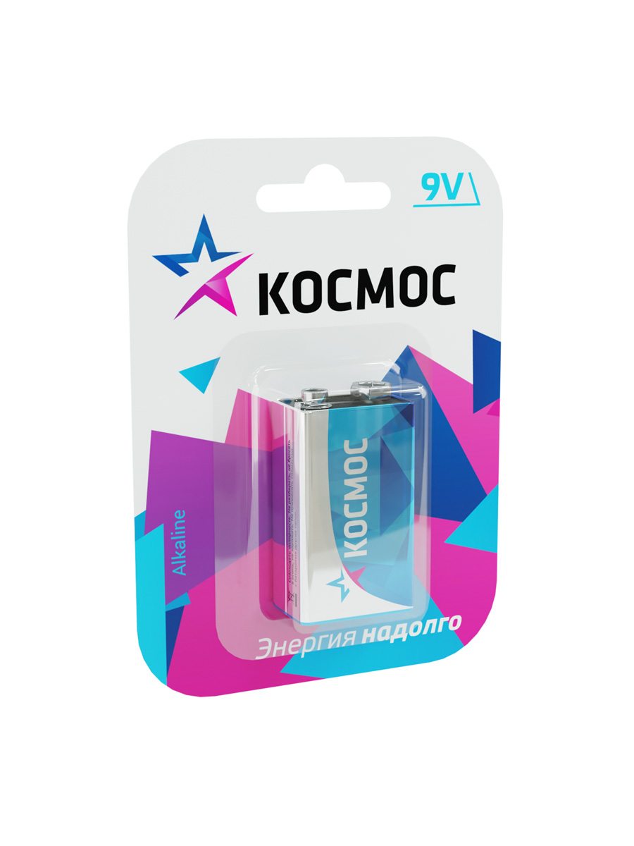 Элемент питания 6LR61 (крона) 9V Alkaline 1BL Космос KOC6LR61MAX1BL