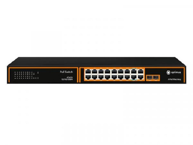 Коммутатор неуправляемый 16 портовRJ45/SFP 10 100 1000 Мб/с  PoE 240Вт