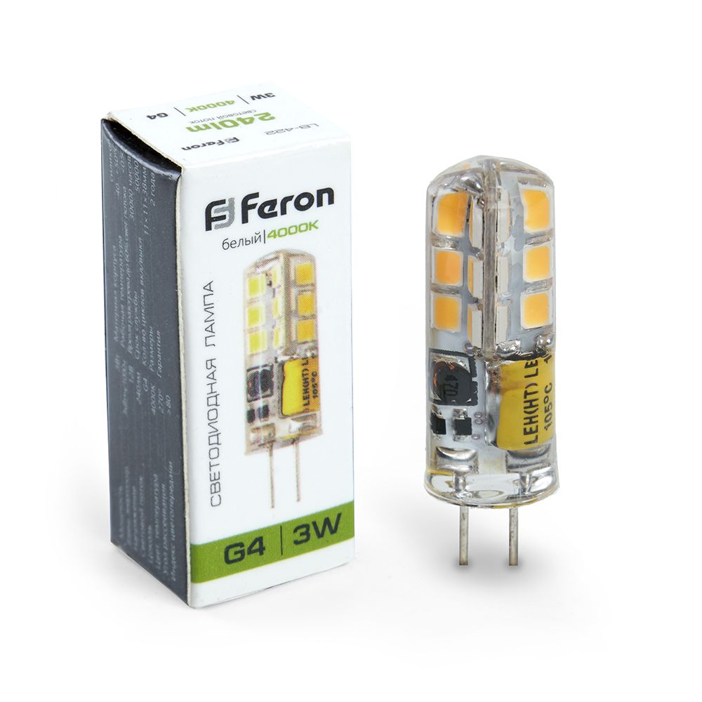 Лампа светодиодная LED 3вт 12в G4 белый капсульная FERON LB-422 48LED 25532