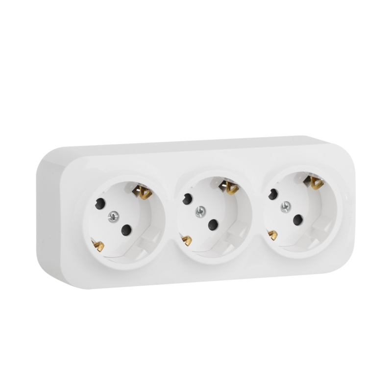 Quteo розеточный блок с предварительным           подключением 3 x 2К+З с защитными шторками - 16 A - 250 IP 20 - Белый Legrand 782238